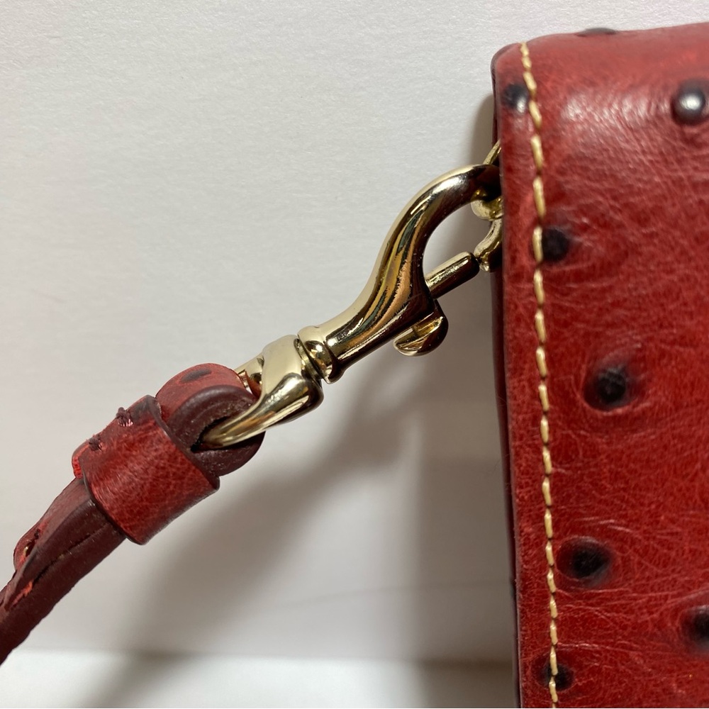 Dooney & Bourke Red Leather Women's Bag  Ostrich Embossed crossbody Clutch Purse - Picture 5 of 16